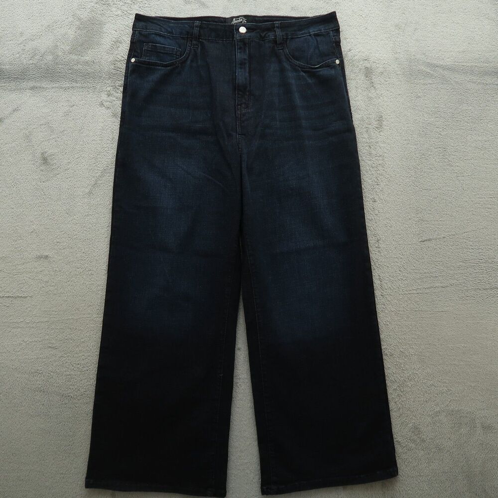 Alexander Jane Jeans Women's Size 1X Blue High-Rise Wide-Leg Denim 28.5" Inseam